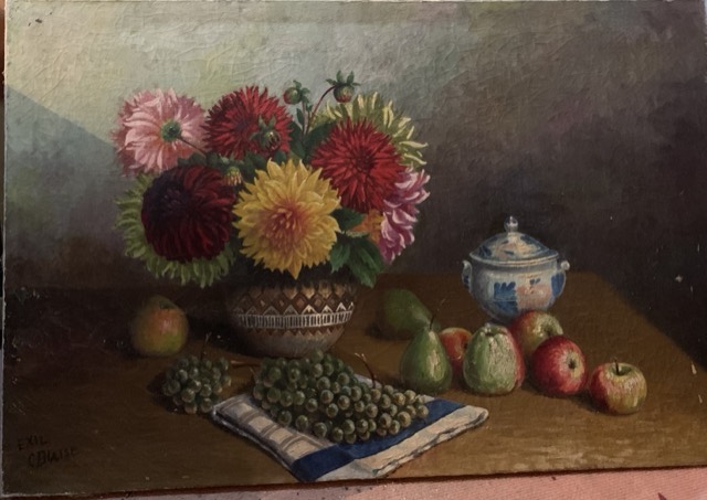 EXIL C Blaise, Nature morte, huile sur toile