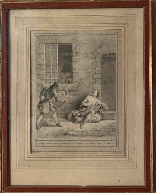 Oudry gravure, l’homme qui cours après la fortune’