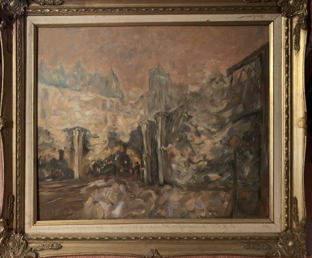 Paul Flaubert, La gare d’orsay d’apres monet. 60x68 ***