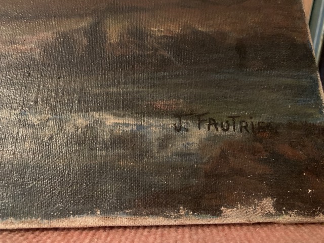 Jean Fautrier, huile sur toile,  paysage chemin de foret