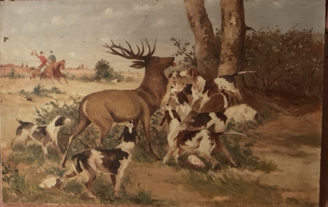 Chasse a courre, L’hallie, huile sur toile