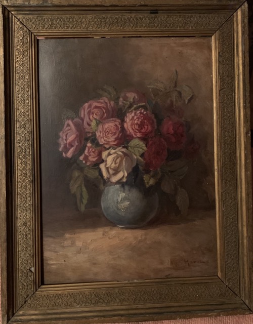 Marie Ravel (1875-1925) roses fleur vase