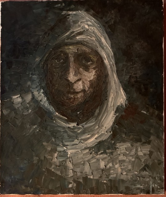 Zanfra, Portrait de vieille femme, huile