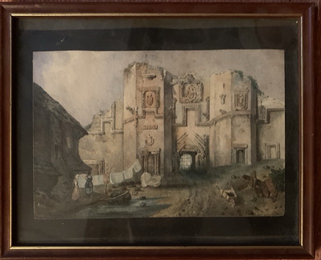 Dessin ou gravure ruine chateau