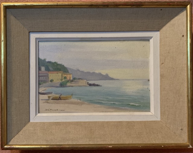 la plage de pinasse huile sur carton