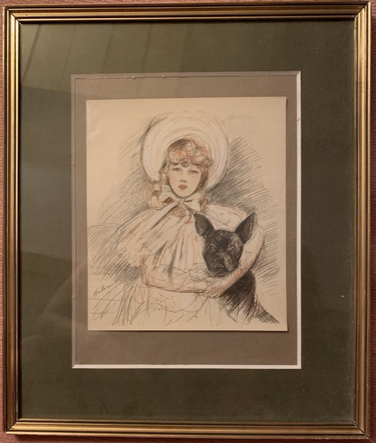 Hellenic Dame au bulldog gravure