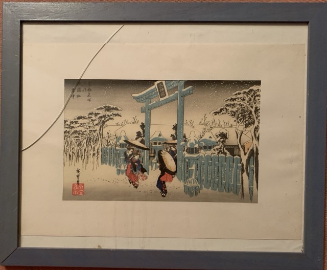 estampe japonaise geisha sous la neige