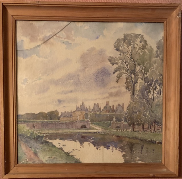 Andre Riou-Tirard, Chateau de fontainebleau, aquarelle