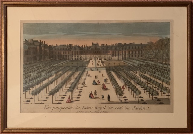 Gravure Vue perspective du palais cote jardin