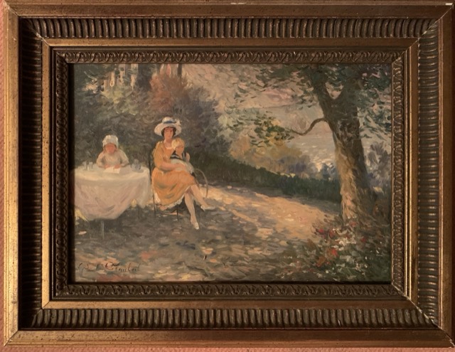 Paul Flaubert, huile sur panneau table de jardin E14 autre ***