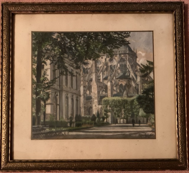 Bascoulard Mulet, notre dame 1936, peinture ou encre sur papier