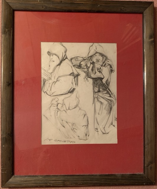 J.F Canepa 1894-1981 etude moines, mine de plomb