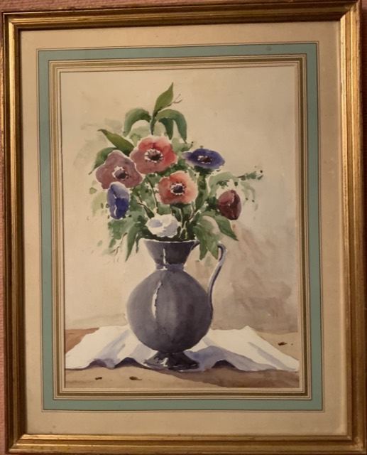 Floeur vase, aquarelle renoncules non signe