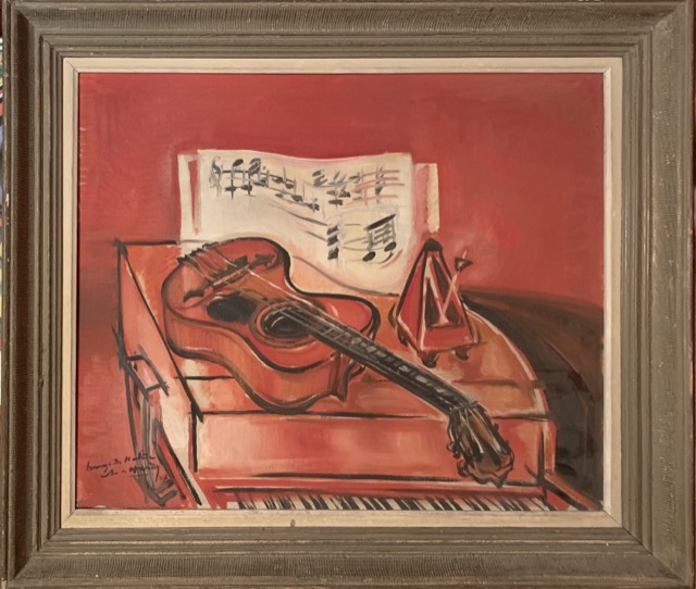 Hardy, 1952, Guitare et piano, huile sur toile