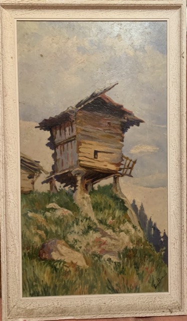 Lucy Bertrand, Chalet sur piloti, huile sur toile