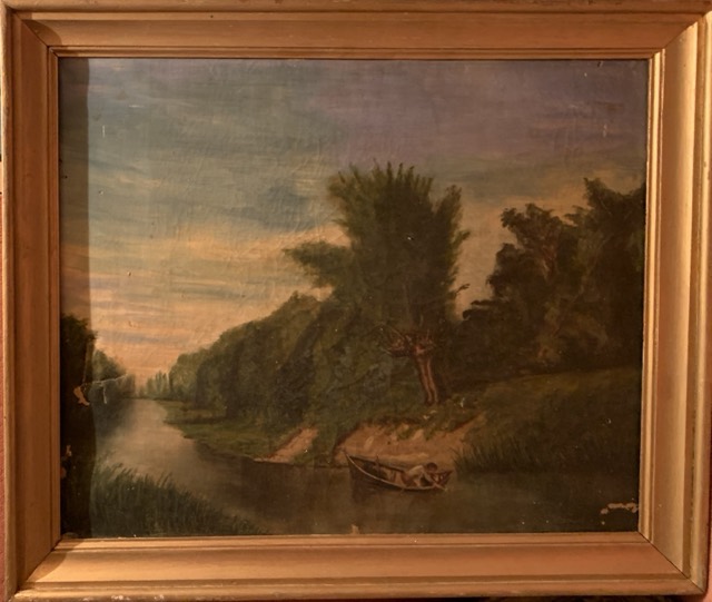 A restaurer Non signe rivière, huile sur toile