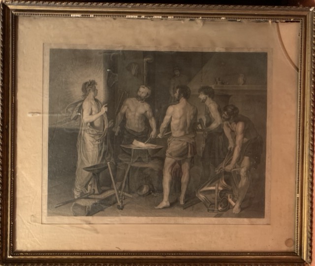 Diego Velasquez, gravure , de silo Pinx Glairon Monet Forgerons