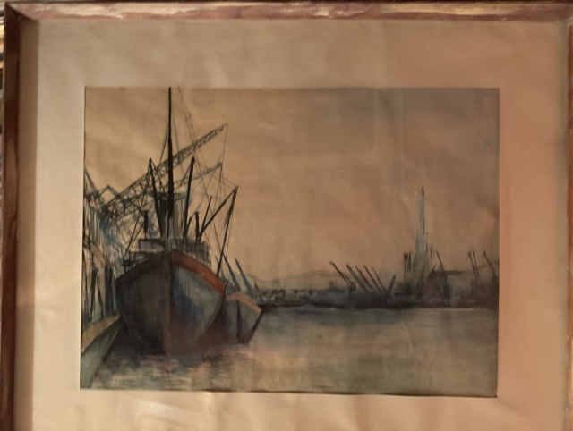 Couie,1916 encre sur papier, port paquebot