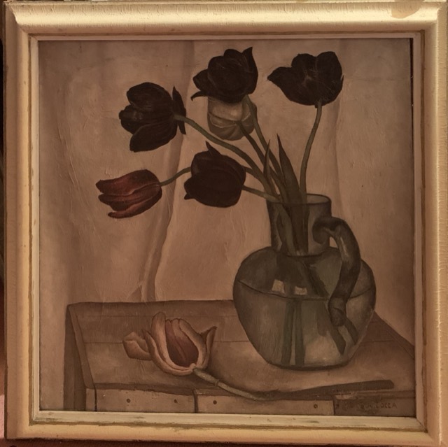 A Locca, Nature morte tulipes, huile sur toile