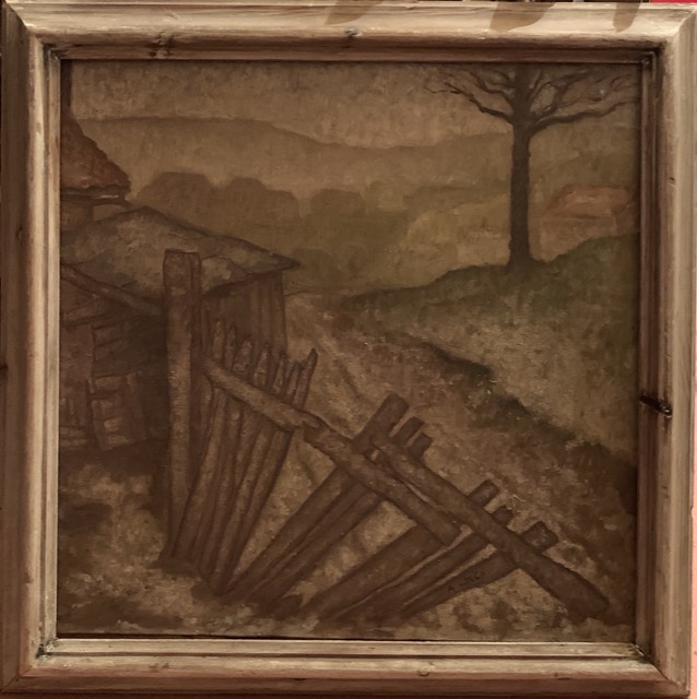 BISA locca, capanno en ruine, huile sur toile