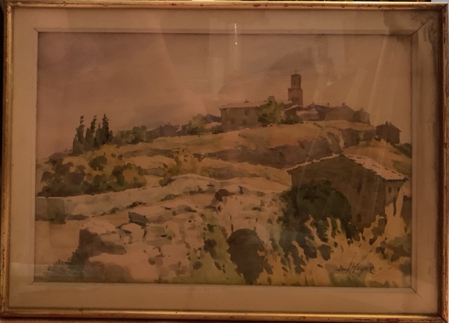 Louis Weger, aquarelle village de Provence