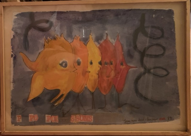Jean Marie (16-89) Daniel Champagne Poisson peinture papier chiffon