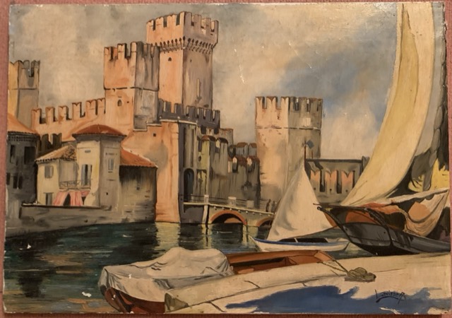 Lavisse A, Ville fortifier, huile sur toile
